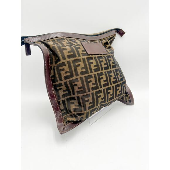 Vintage FENDI  Zucca Flat Bag Brown Canvas Clutch - Picture 3 of 11